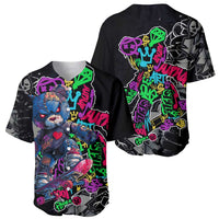 Teddy Bear Hip Hop Graffiti Street Art Baseball Jersey Crown Shades and Colorful Spray Paint Design - Wonder Print Shop