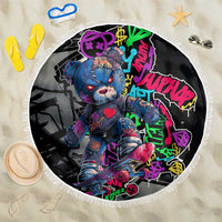 Teddy Bear Hip Hop Graffiti Street Art Beach Blanket Crown Shades and Colorful Spray Paint Design - Wonder Print Shop