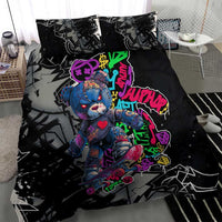 Teddy Bear Hip Hop Graffiti Street Art Bedding Set Crown Shades and Colorful Spray Paint Design - Wonder Print Shop