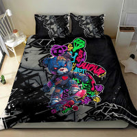 Teddy Bear Hip Hop Graffiti Street Art Bedding Set Crown Shades and Colorful Spray Paint Design - Wonder Print Shop