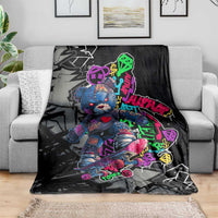 Teddy Bear Hip Hop Graffiti Street Art Blanket Crown Shades and Colorful Spray Paint Design - Wonder Print Shop