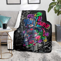 Teddy Bear Hip Hop Graffiti Street Art Blanket Crown Shades and Colorful Spray Paint Design - Wonder Print Shop