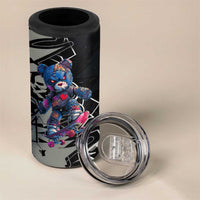 Teddy Bear Hip Hop Graffiti Street Art 4 in 1 Can Cooler Tumbler Crown Shades and Colorful Spray Paint Design - Wonder Print Shop