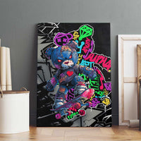 Teddy Bear Hip Hop Graffiti Street Art Canvas Wall Art Crown Shades and Colorful Spray Paint Design - Wonder Print Shop