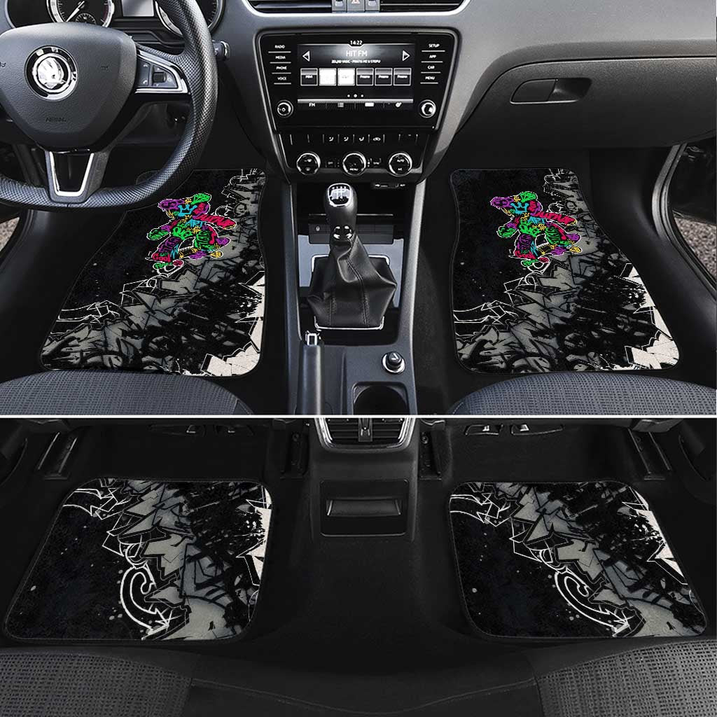 Teddy Bear Hip Hop Graffiti Street Art Car Mats Crown Shades and Colorful Spray Paint Design - Wonder Print Shop