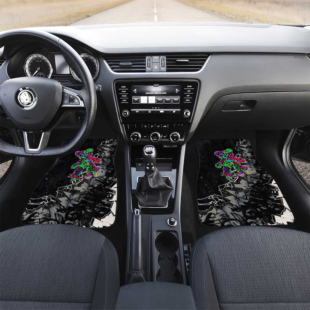 Teddy Bear Hip Hop Graffiti Street Art Car Mats Crown Shades and Colorful Spray Paint Design - Wonder Print Shop