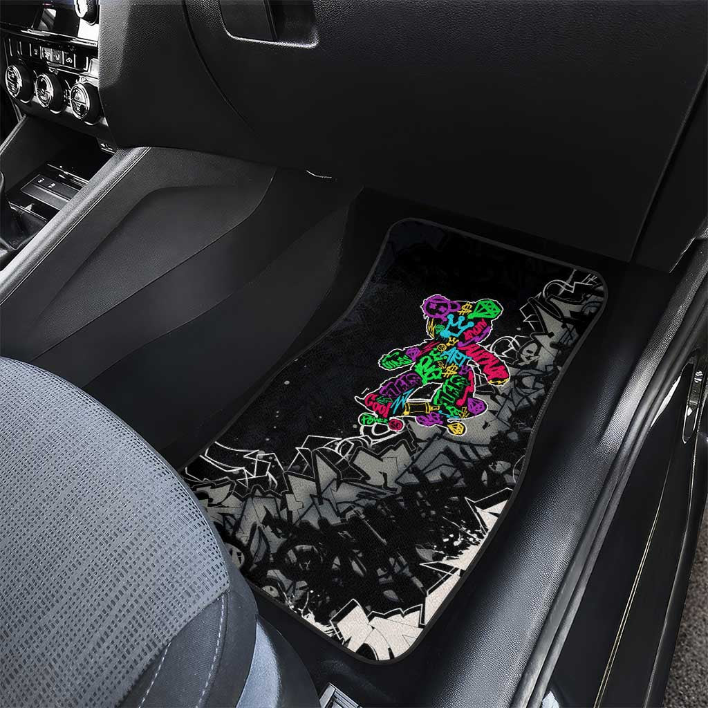 Teddy Bear Hip Hop Graffiti Street Art Car Mats Crown Shades and Colorful Spray Paint Design - Wonder Print Shop