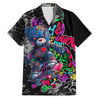 Teddy Bear Hip Hop Graffiti Street Art Family Matching Mermaid Dress and Hawaiian Shirt Crown Shades and Colorful Spray Paint Design - Wonder Print Shop