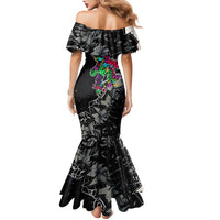 Teddy Bear Hip Hop Graffiti Street Art Family Matching Mermaid Dress and Hawaiian Shirt Crown Shades and Colorful Spray Paint Design - Wonder Print Shop