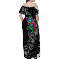 Teddy Bear Hip Hop Graffiti Street Art Family Matching Off Shoulder Maxi Dress and Hawaiian Shirt Crown Shades and Colorful Spray Paint Design - Wonder Print Shop