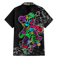 Teddy Bear Hip Hop Graffiti Street Art Family Matching Summer Maxi Dress and Hawaiian Shirt Crown Shades and Colorful Spray Paint Design - Wonder Print Shop