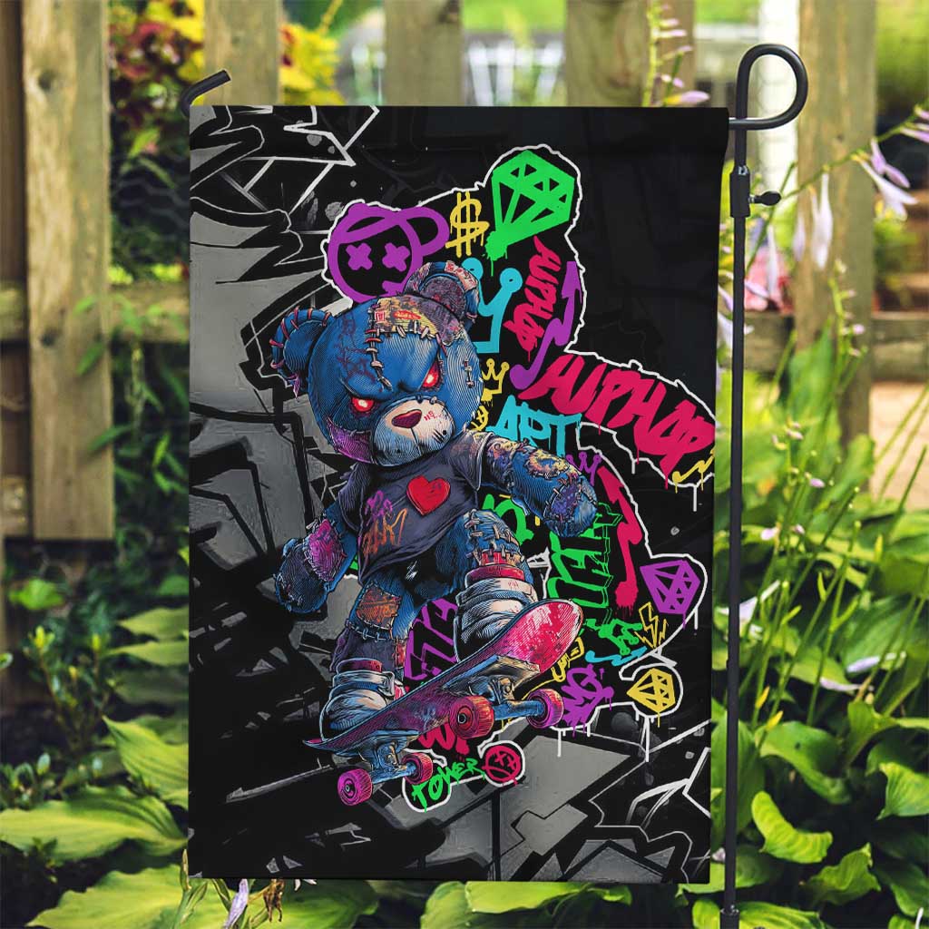 Teddy Bear Hip Hop Graffiti Street Art Garden Flag Crown Shades and Colorful Spray Paint Design - Wonder Print Shop
