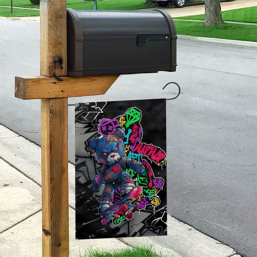 Teddy Bear Hip Hop Graffiti Street Art Garden Flag Crown Shades and Colorful Spray Paint Design - Wonder Print Shop