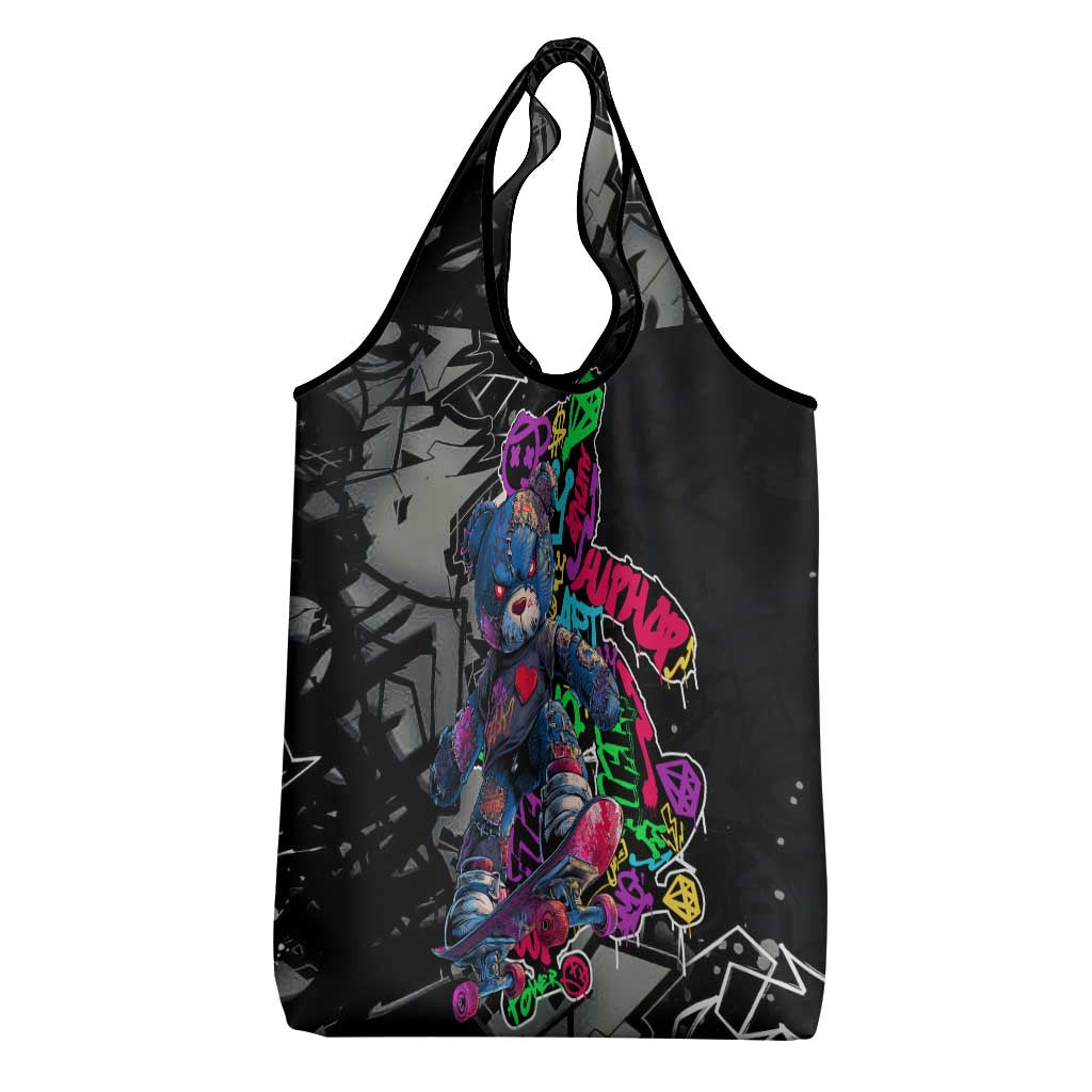 Teddy Bear Hip Hop Graffiti Street Art Grocery Bag Crown Shades and Colorful Spray Paint Design - Wonder Print Shop