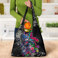 Teddy Bear Hip Hop Graffiti Street Art Grocery Bag Crown Shades and Colorful Spray Paint Design - Wonder Print Shop