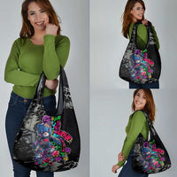 Teddy Bear Hip Hop Graffiti Street Art Grocery Bag Crown Shades and Colorful Spray Paint Design - Wonder Print Shop