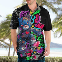 Teddy Bear Hip Hop Graffiti Street Art Hawaiian Shirt Crown Shades and Colorful Spray Paint Design - Wonder Print Shop