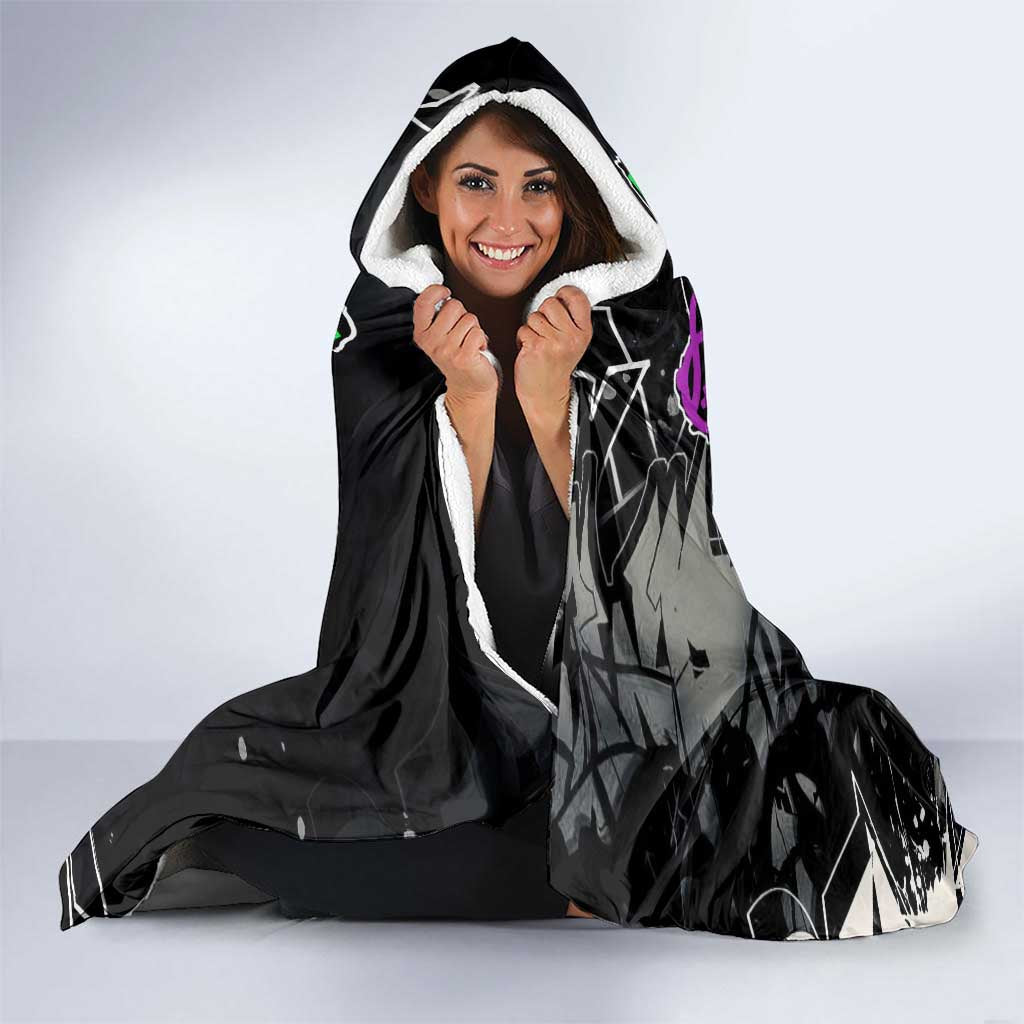 Teddy Bear Hip Hop Graffiti Street Art Hooded Blanket Crown Shades and Colorful Spray Paint Design - Wonder Print Shop