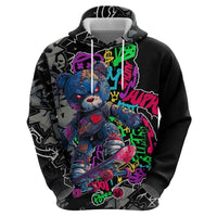 Teddy Bear Hip Hop Graffiti Street Art Hoodie Crown Shades and Colorful Spray Paint Design - Wonder Print Shop