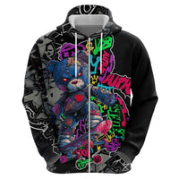 Teddy Bear Hip Hop Graffiti Street Art Hoodie Crown Shades and Colorful Spray Paint Design - Wonder Print Shop