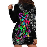 Teddy Bear Hip Hop Graffiti Street Art Hoodie Dress Crown Shades and Colorful Spray Paint Design - Wonder Print Shop