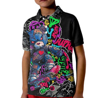 Teddy Bear Hip Hop Graffiti Street Art Kid Polo Shirt Crown Shades and Colorful Spray Paint Design - Wonder Print Shop