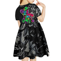 Teddy Bear Hip Hop Graffiti Street Art Kid Short Sleeve Dress Crown Shades and Colorful Spray Paint Design - Wonder Print Shop