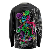 Teddy Bear Hip Hop Graffiti Street Art Long Sleeve Shirt Crown Shades and Colorful Spray Paint Design - Wonder Print Shop