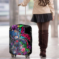 Teddy Bear Hip Hop Graffiti Street Art Luggage Cover Crown Shades and Colorful Spray Paint Design - Wonder Print Shop