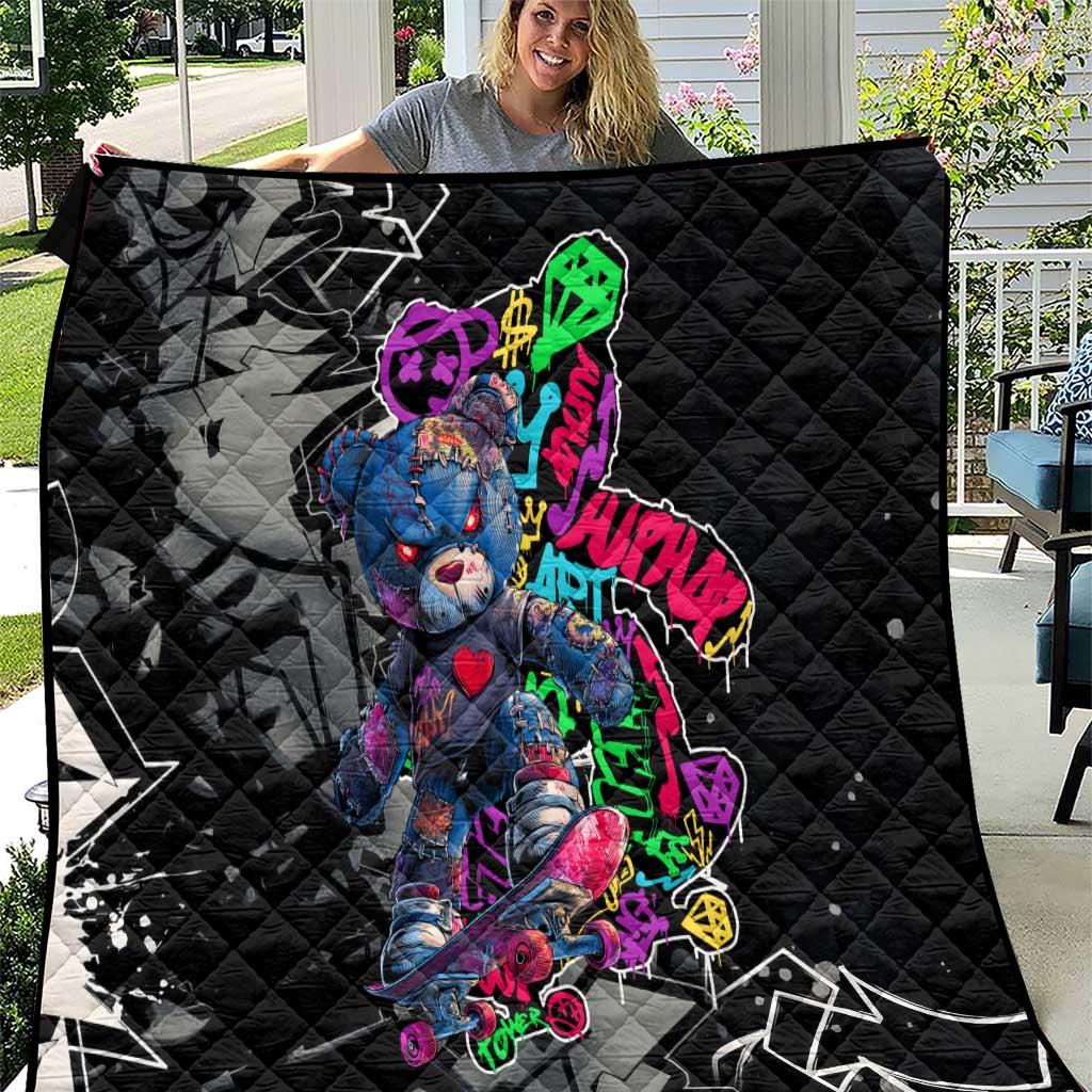 Teddy Bear Hip Hop Graffiti Street Art Quilt Crown Shades and Colorful Spray Paint Design - Wonder Print Shop