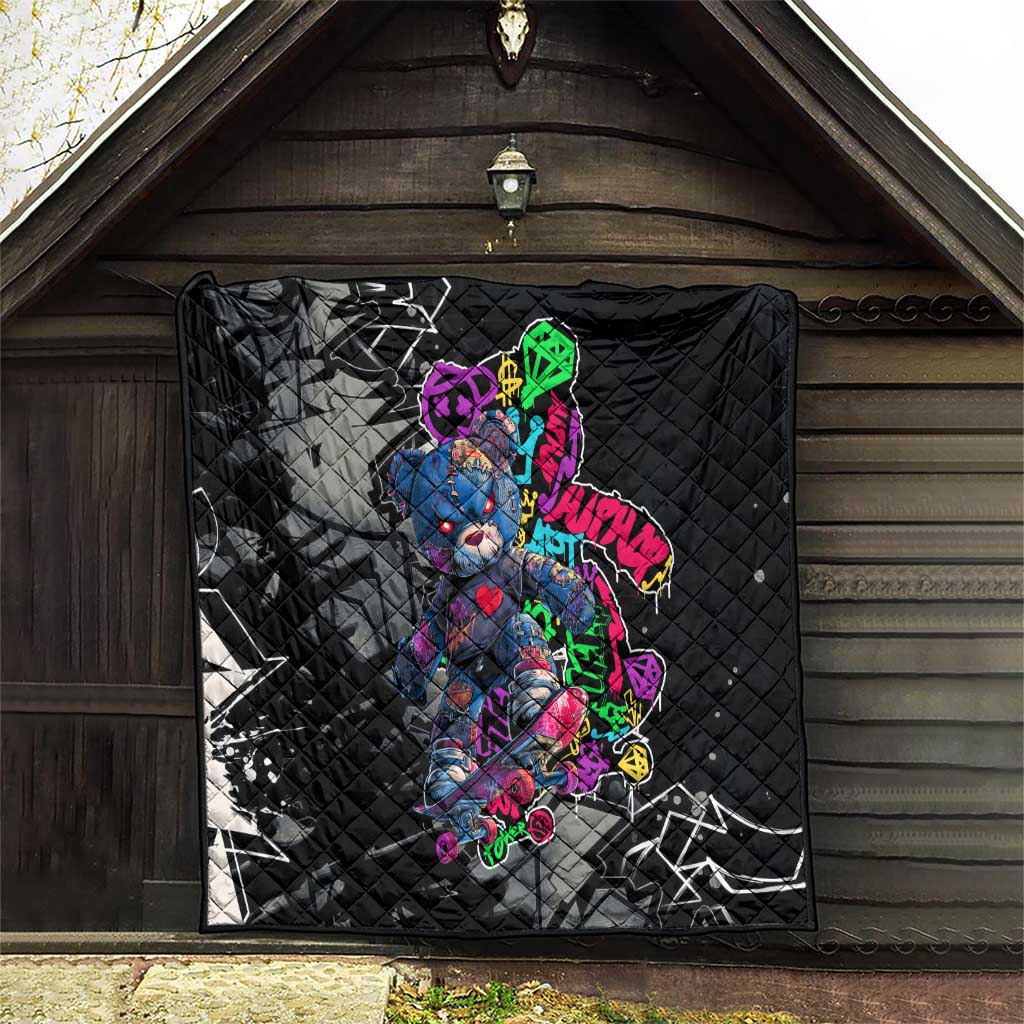Teddy Bear Hip Hop Graffiti Street Art Quilt Crown Shades and Colorful Spray Paint Design - Wonder Print Shop