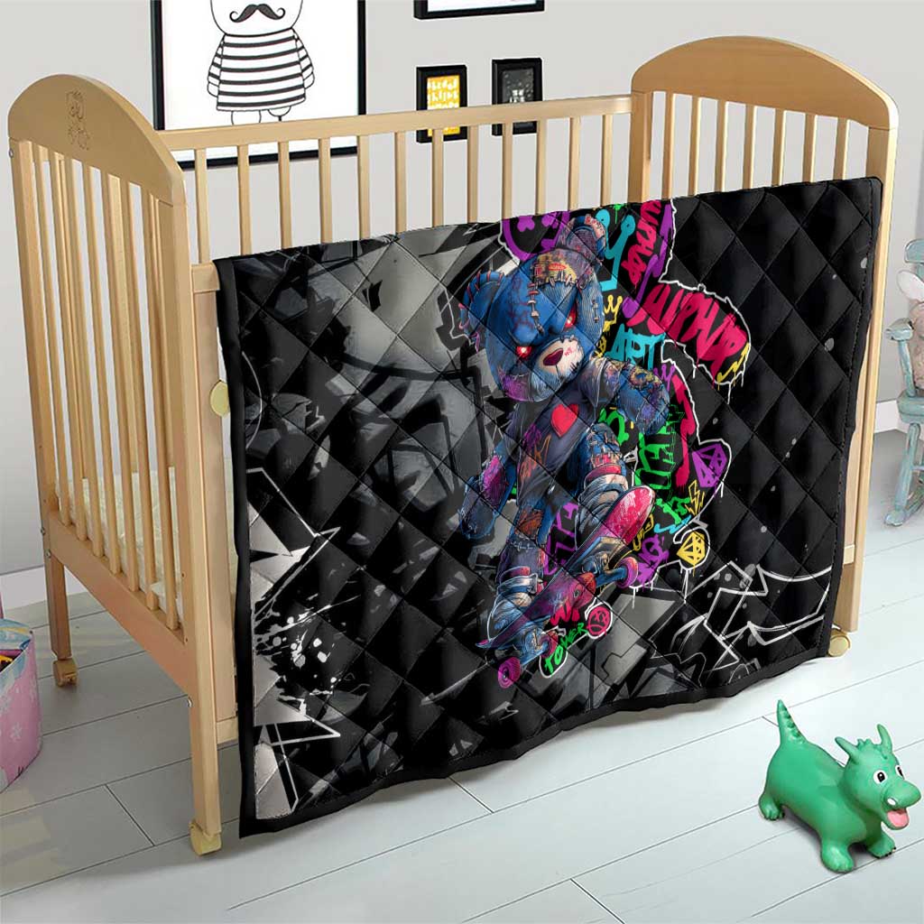 Teddy Bear Hip Hop Graffiti Street Art Quilt Crown Shades and Colorful Spray Paint Design - Wonder Print Shop