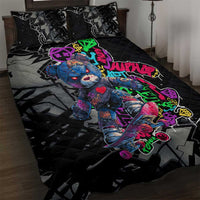 Teddy Bear Hip Hop Graffiti Street Art Quilt Bed Set Crown Shades and Colorful Spray Paint Design - Wonder Print Shop