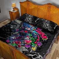 Teddy Bear Hip Hop Graffiti Street Art Quilt Bed Set Crown Shades and Colorful Spray Paint Design - Wonder Print Shop