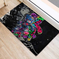 Teddy Bear Hip Hop Graffiti Street Art Rubber Doormat Crown Shades and Colorful Spray Paint Design - Wonder Print Shop