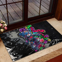 Teddy Bear Hip Hop Graffiti Street Art Rubber Doormat Crown Shades and Colorful Spray Paint Design - Wonder Print Shop