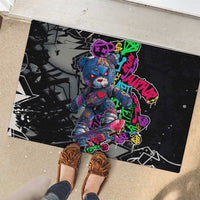 Teddy Bear Hip Hop Graffiti Street Art Rubber Doormat Crown Shades and Colorful Spray Paint Design - Wonder Print Shop