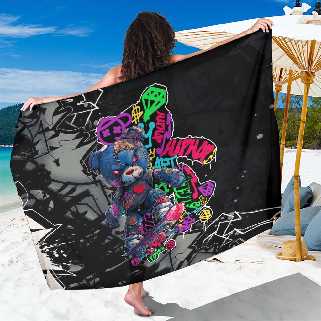 Teddy Bear Hip Hop Graffiti Street Art Sarong Crown Shades and Colorful Spray Paint Design - Wonder Print Shop