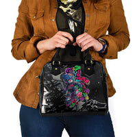 Teddy Bear Hip Hop Graffiti Street Art Shoulder Handbag Crown Shades and Colorful Spray Paint Design - Wonder Print Shop