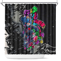 Teddy Bear Hip Hop Graffiti Street Art Shower Curtain Crown Shades and Colorful Spray Paint Design - Wonder Print Shop