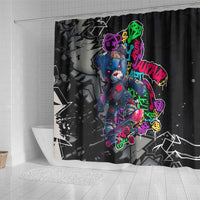 Teddy Bear Hip Hop Graffiti Street Art Shower Curtain Crown Shades and Colorful Spray Paint Design - Wonder Print Shop