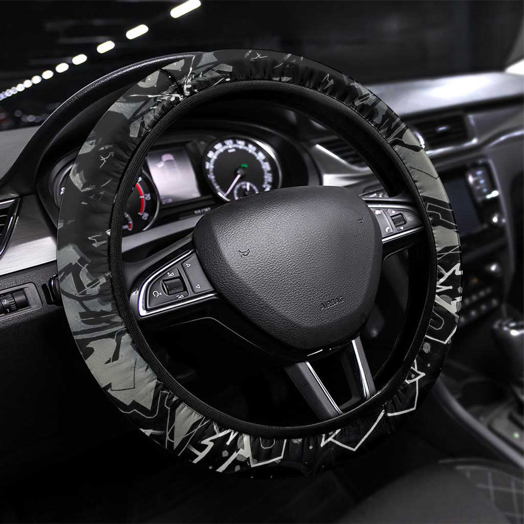 Teddy Bear Hip Hop Graffiti Street Art Steering Wheel Cover Crown Shades and Colorful Spray Paint Design - Wonder Print Shop