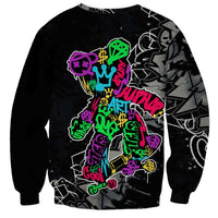 Teddy Bear Hip Hop Graffiti Street Art Sweatshirt Crown Shades and Colorful Spray Paint Design - Wonder Print Shop