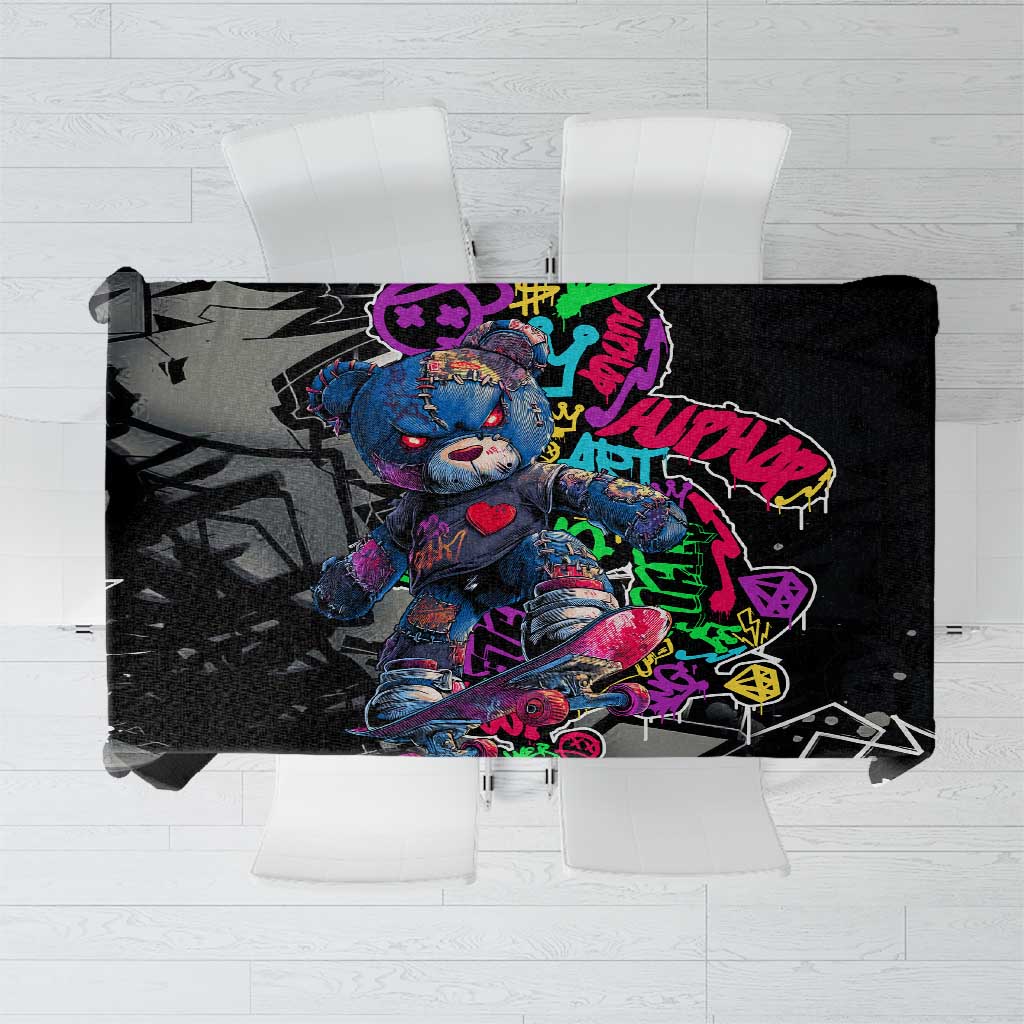 Teddy Bear Hip Hop Graffiti Street Art Tablecloth Crown Shades and Colorful Spray Paint Design - Wonder Print Shop