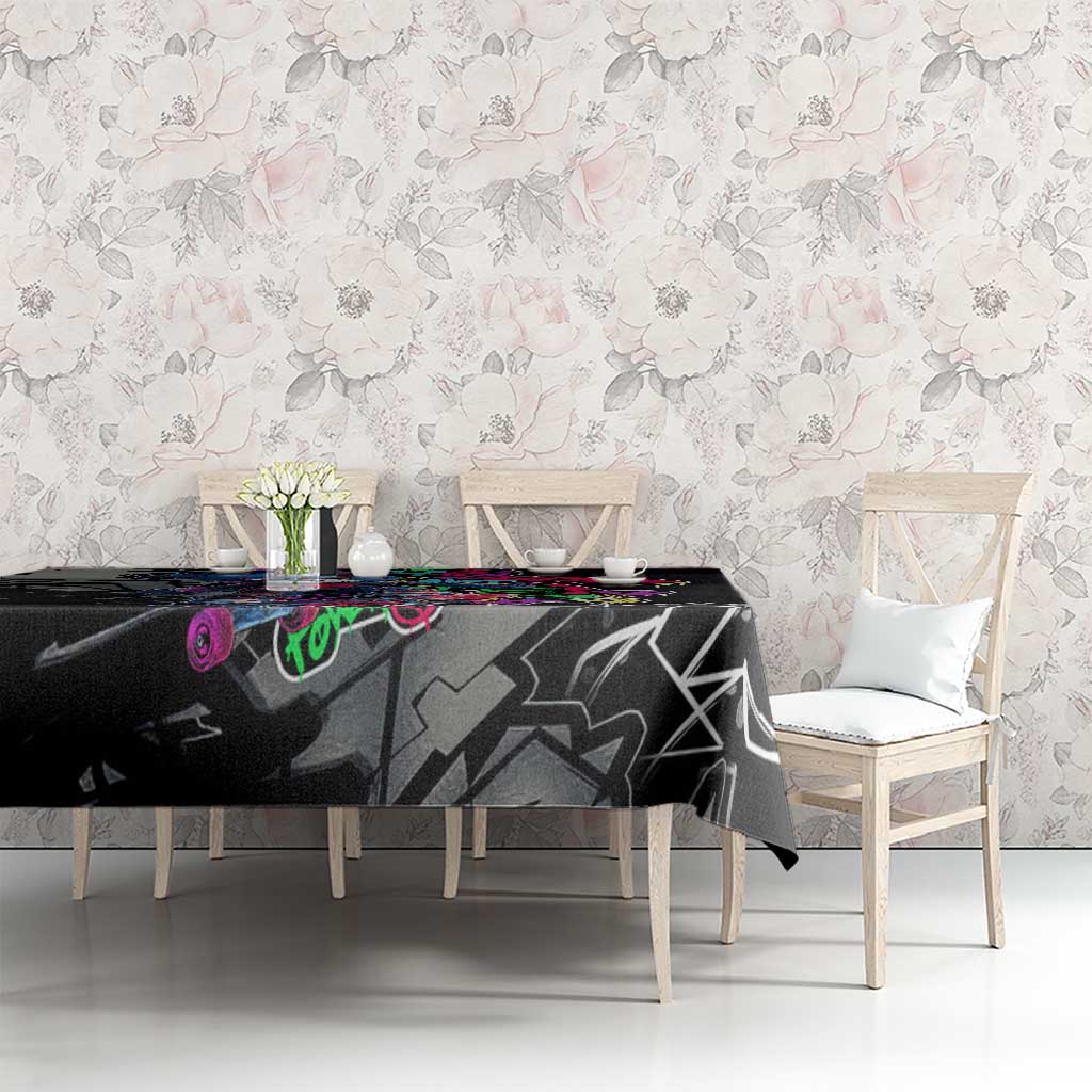 Teddy Bear Hip Hop Graffiti Street Art Tablecloth Crown Shades and Colorful Spray Paint Design - Wonder Print Shop