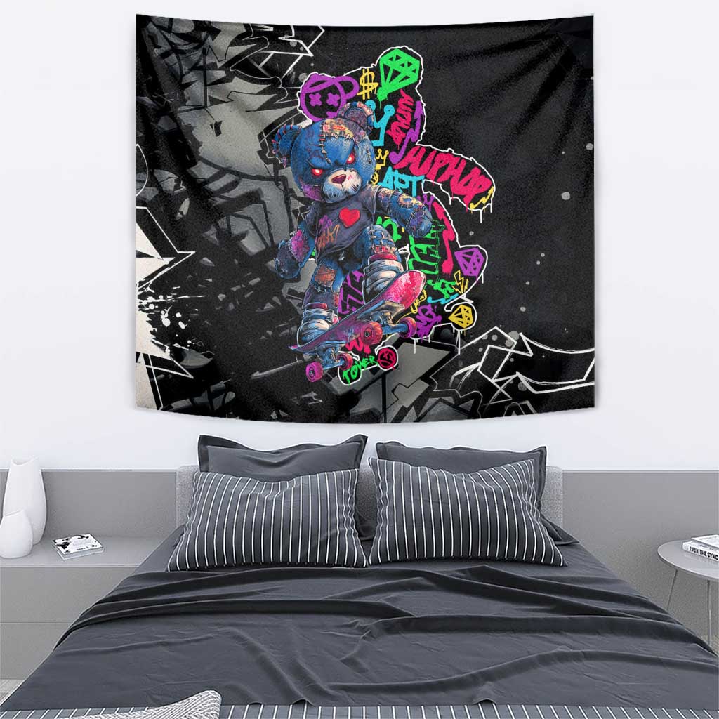 Teddy Bear Hip Hop Graffiti Street Art Tapestry Crown Shades and Colorful Spray Paint Design - Wonder Print Shop