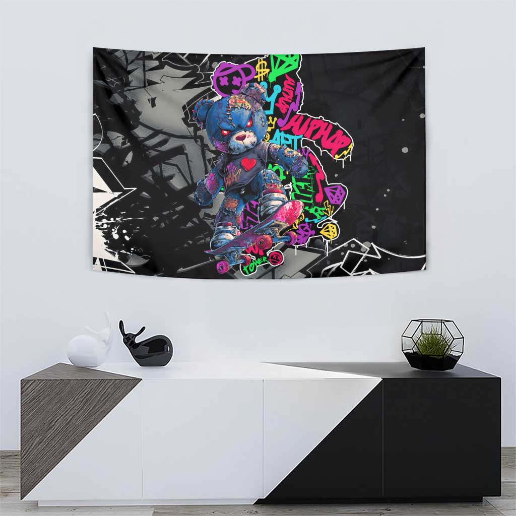 Teddy Bear Hip Hop Graffiti Street Art Tapestry Crown Shades and Colorful Spray Paint Design - Wonder Print Shop
