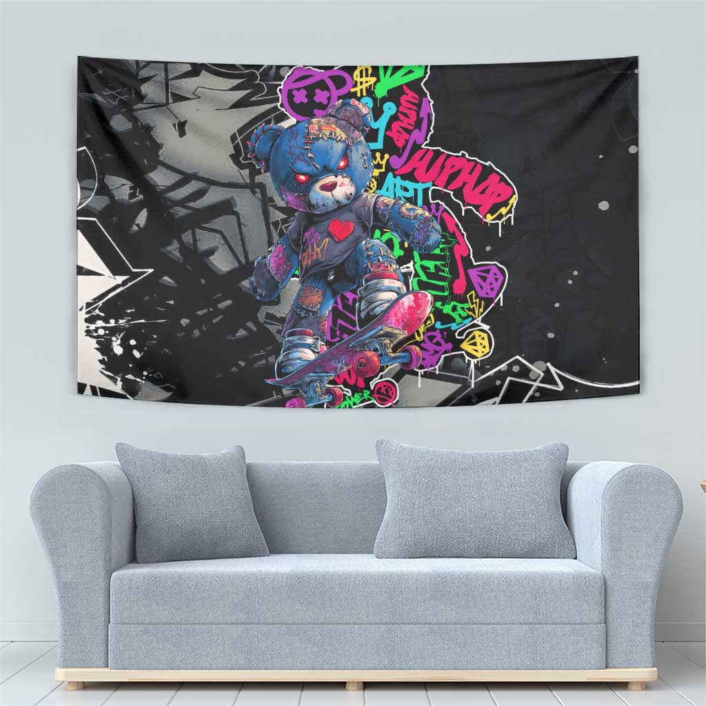 Teddy Bear Hip Hop Graffiti Street Art Tapestry Crown Shades and Colorful Spray Paint Design - Wonder Print Shop