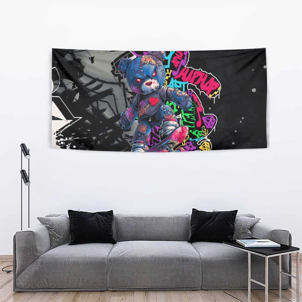 Teddy Bear Hip Hop Graffiti Street Art Tapestry Crown Shades and Colorful Spray Paint Design - Wonder Print Shop
