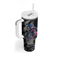 Teddy Bear Hip Hop Graffiti Street Art Tumbler With Handle Crown Shades and Colorful Spray Paint Design - Wonder Print Shop